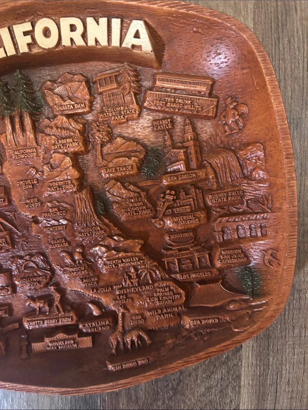 Vintage Asmco California Embossed Leather Trinket tray wall decor also’